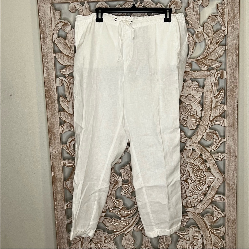 Lot of 3 Linen Drawstring Pants Sz M-L Caslon, Loft, Charter Club - Picture 8 of 10